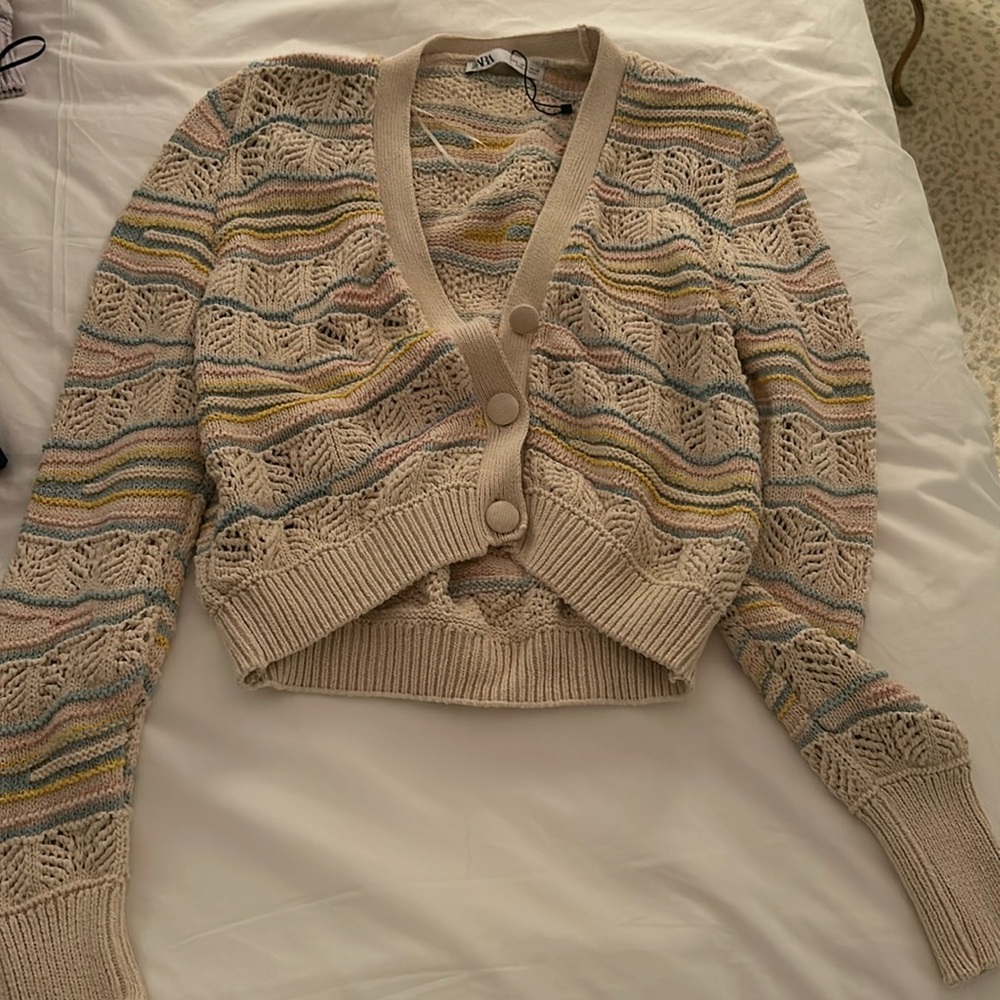 Zara multi colored knit cardigan